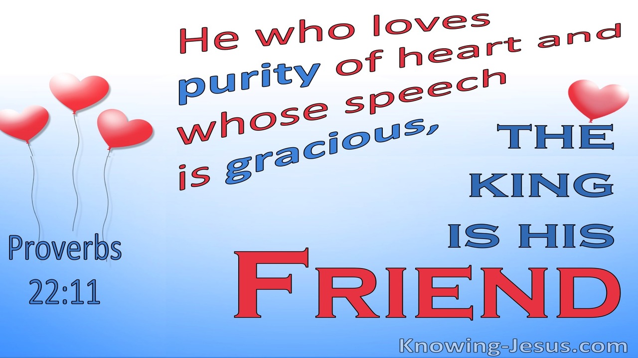 Proverbs 22:11 Purity Of Heart And Gracious Speech The King Is His Friend (red)
